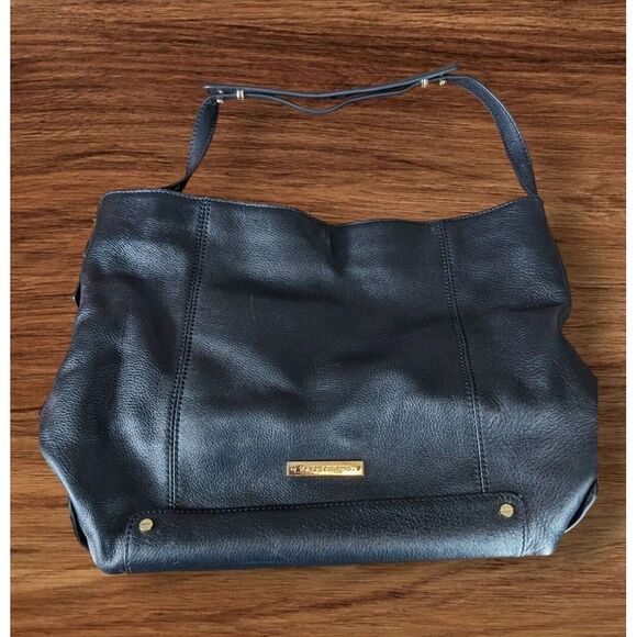 Vince Camuto Black 100% Leather Large Hobo Purse Handbag Carry All 13x11‎ - Picture 6 of 7